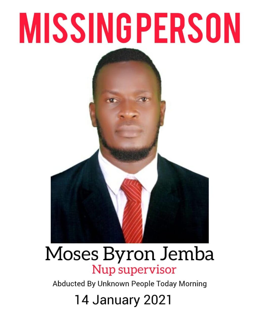 NUP Mobilizer Moses Byron Jjemba Abducted on Election Day in Mityana, Eyewitnesses Describe “Drone” Abduction
