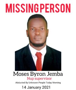 NUP Mobilizer Moses Byron Jjemba Abducted on Election Day in Mityana, Eyewitnesses Describe “Drone” Abduction