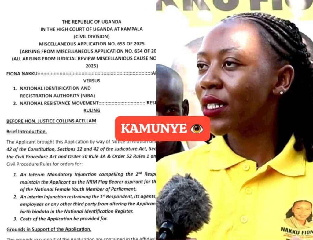 BREAKING!! High Court Upholds Nakku Fiona’s Disqualification From The National Female Youth MP Race – Throws Out Case Against NRM And NIRA
