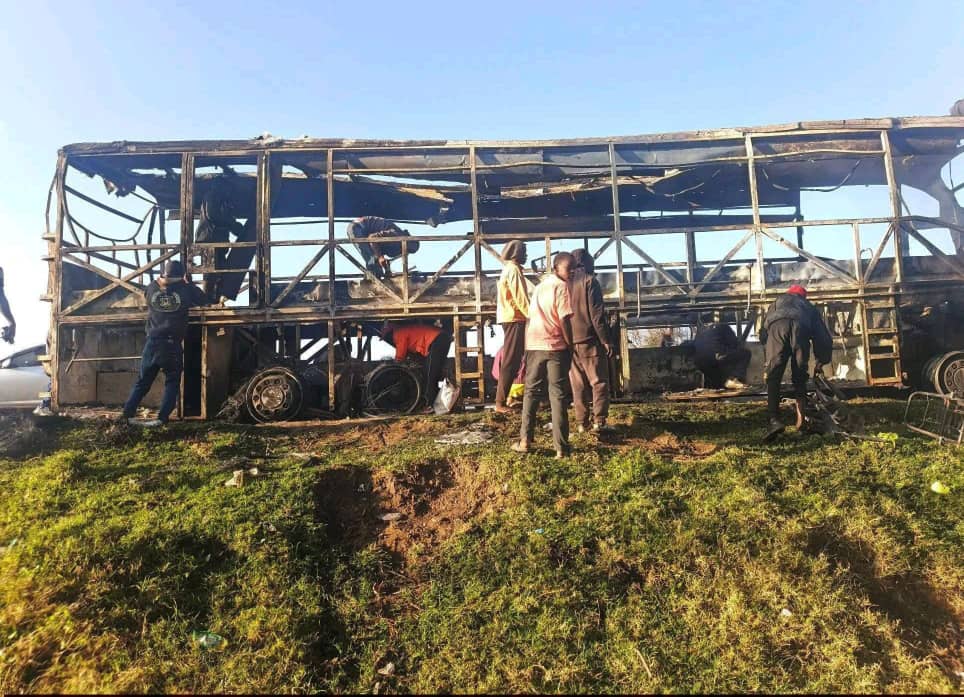 SHOCKING!! Bus Catches Fire While Heading To Kampala