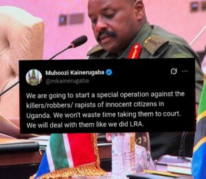 Breaking!! Muhoozi Announces Special UPDF Operation Against Killers, Robbers and Rapists, Vows Tough Action